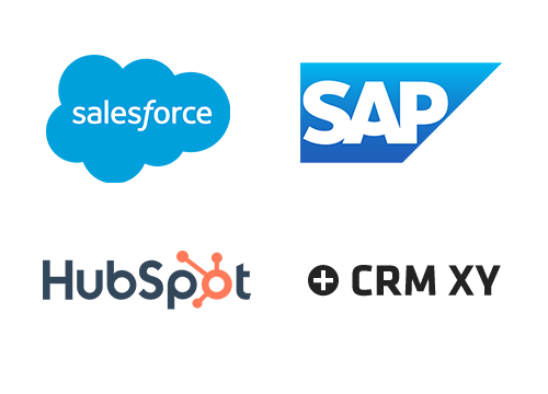 Darstellung von 4 Logos für die exemplarische Anbindung an CRM-Systeme des Kunden